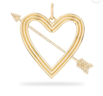XL Pavé Heart + Arrow Hinged Pendant