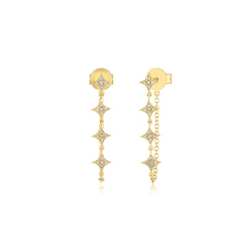 Multi-Diamond Sparkle Chain Stud Earring