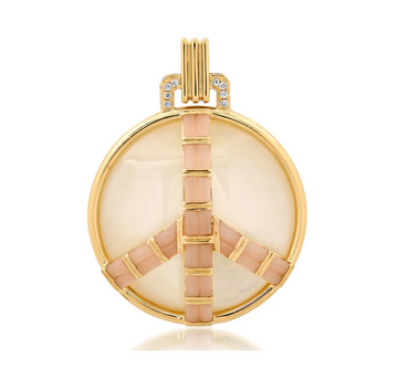 Midsize Peace Pendant in Mother of Pearl and Pink Opal