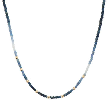 Delicate Ombré Blue Sapphire Beaded Chain Necklace