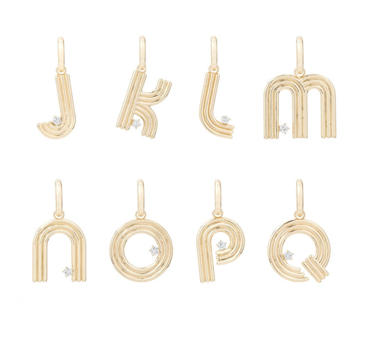 Groovy Diamond Initial Hinged Necklace Pendant A-Z