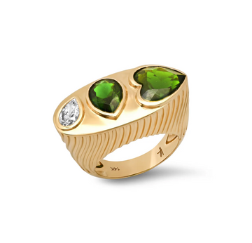 Ripple Ring in Chrome Tourmaline and Diamond