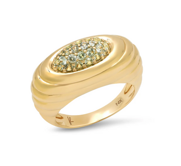 Current Ring in Green Sapphire Pavé