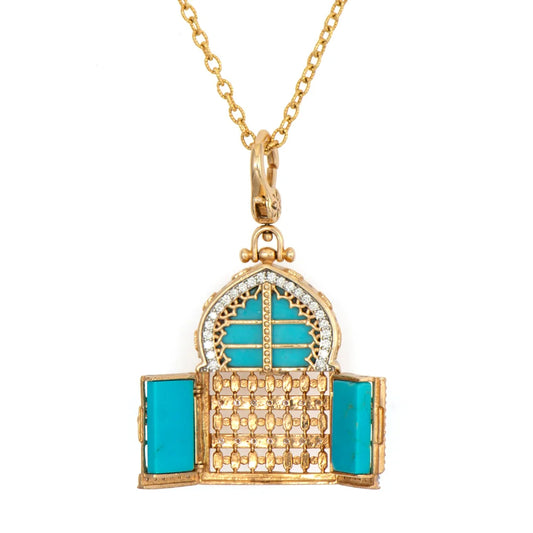 Blue City Moroccan Door Necklace Pendant