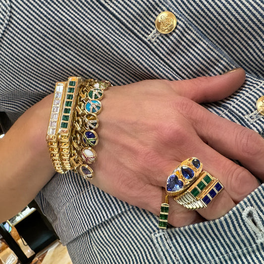 Fluted Emerald Colorblock Bangle
