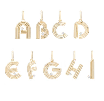 Groovy Diamond Initial Hinged Necklace Pendant A-Z