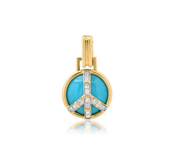Mini Peace Pendant in Turquoise and Diamonds