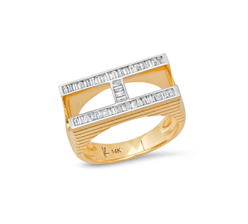 Grandsize Diamond Encrusted Initial Ring