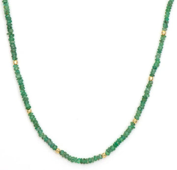 Delicate Emerald Beaded Chain Necklace