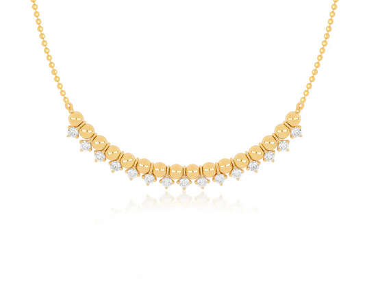 14K Diamond & Gold Ball Necklace