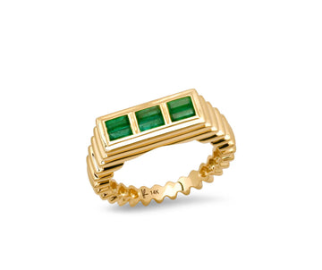 Fluted Colorblock Ring in Emerald