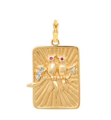 Large Gold Lovebird Pendant