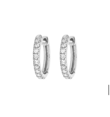 Classic White Gold Diamond Huggie Hoop Earrings