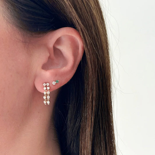 Diamond & Emerald Double Stud Earring