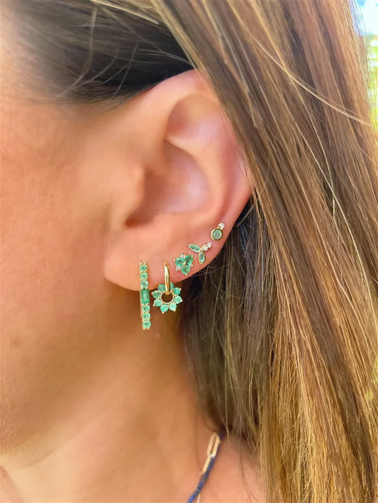 Emerald Pave Flower Stud Earring