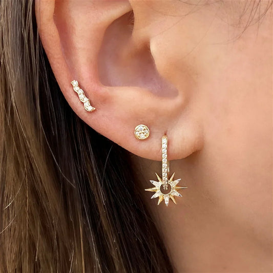 Tiny Starry Night Round Stud Earring