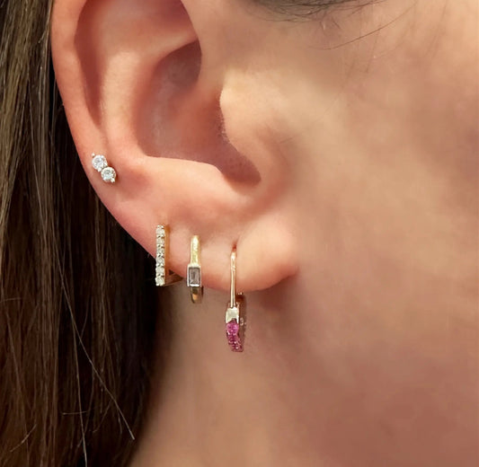 Tiny Pave Rectangular Hoop Earrings