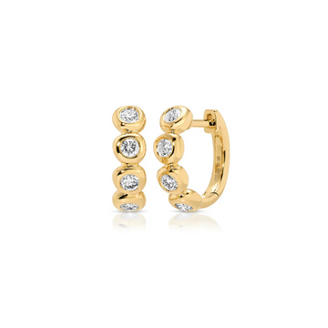 Diamond Pillow Huggie Earrings