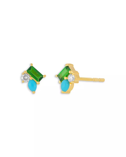 Triple Treasure Stud Earrings