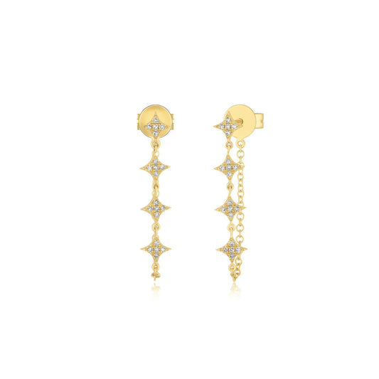 Multi-Diamond Sparkle Chain Stud Earring