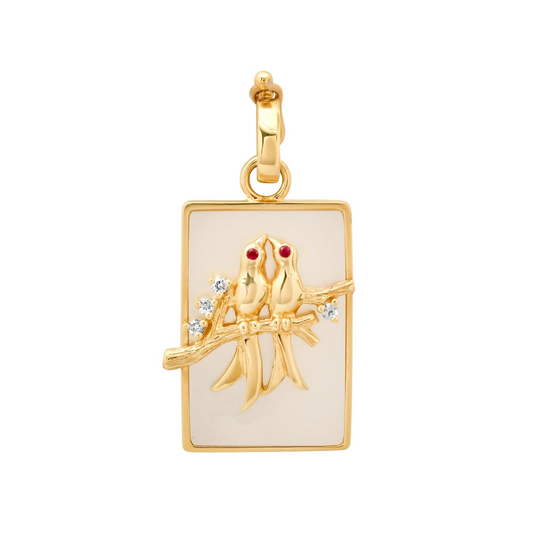 Small Mother of Pearl Lovebirds Pendant