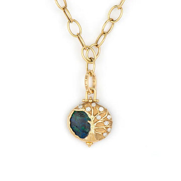 Tree Of Life Azurite Oval Pendant