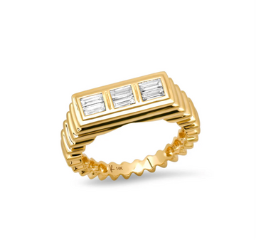 Fluted Colorblock Ring in Diamond