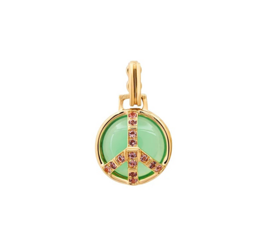 Mini Peace Pendant in Chrysophrase and Tourmaline