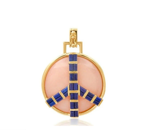 Midsize Peace Pendant in Pink Opal and Blue Lapis
