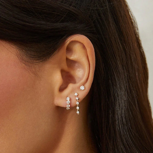 Jumbo Prong Set Diamond Mini Huggie Earrings