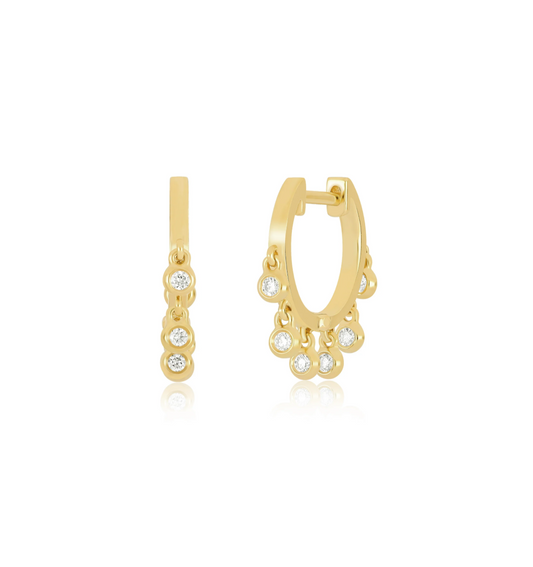 Diamond Bezel Shimmy Huggie Earring