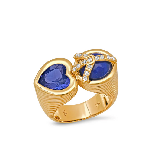 Peace and Love Ring in Tanzanite and Lapis