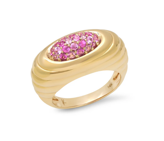 Current Ring in Pink Sapphire Pavé