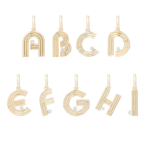Groovy Diamond Initial Hinged Necklace Pendant A-Z