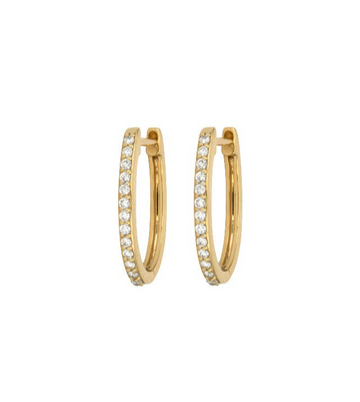 Classic Small Oval Pave Hoop Earring