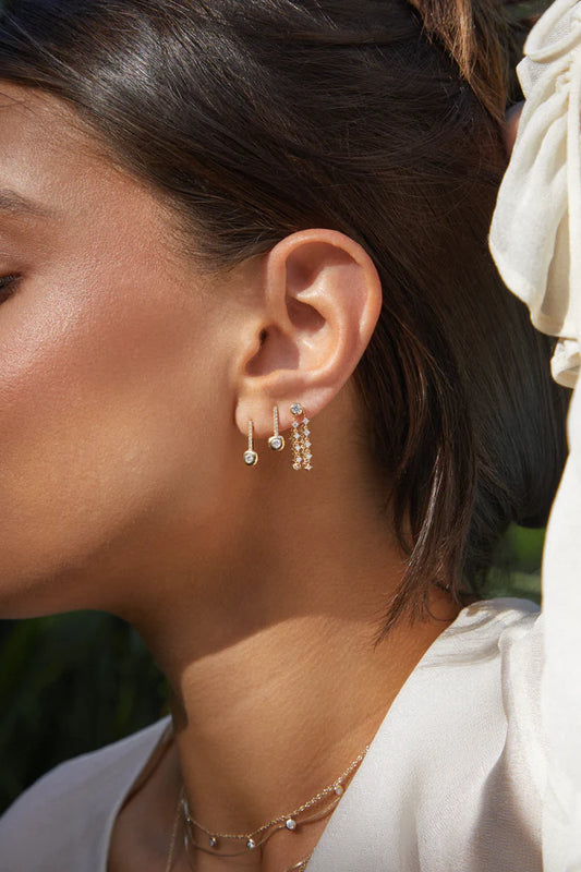 Diamond Bar Pillow Stud Earrings (Pair)