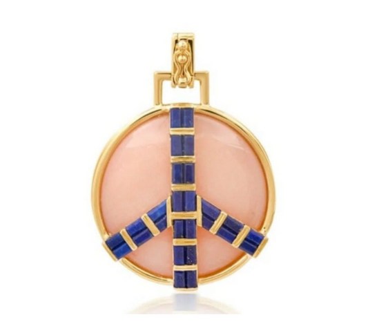 Midsize Peace Pendant in Pink Opal and Blue Lapis