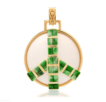 Midsize Peace Pendant in White Onyx and Jade Albite