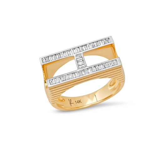 Grandsize Diamond Encrusted Initial Ring