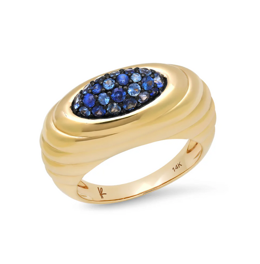 Current Ring in Blue Sapphire Pavé