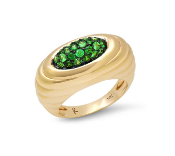 Current Ring in Tsavorite Pavé