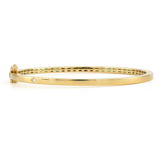 Classic Emerald and Diamond Baguette Bangle