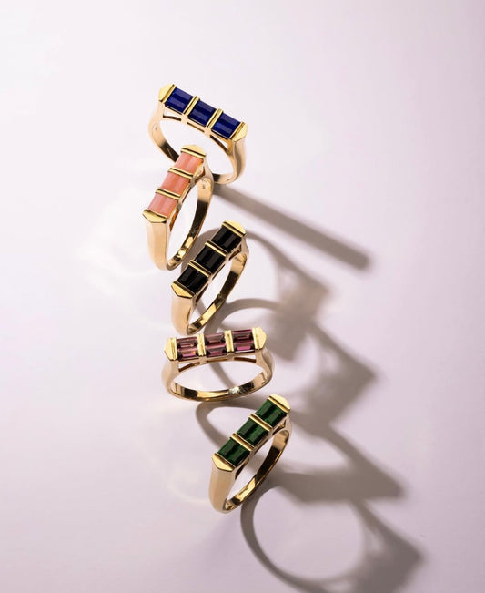 Fluted Colorblock Ring in Diamond