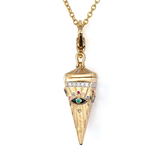 Four-Sided Pendulum Evil Eye Locket Pendant