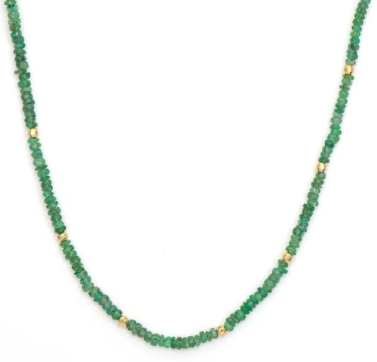 Delicate Emerald Beaded Chain Necklace