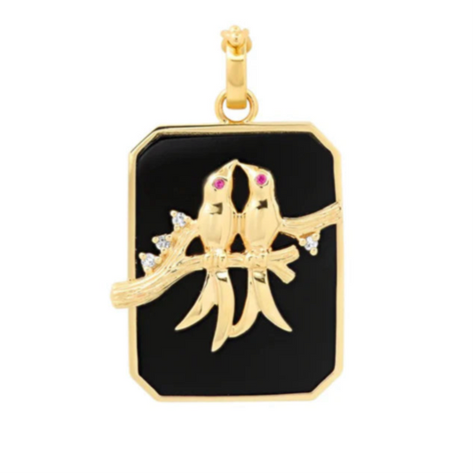 Large Onyx Lovebirds Pendant