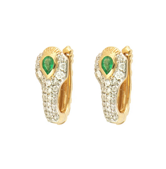 Diamond Emerald Snake Hoop Earring