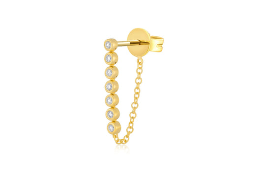 Multi Diamond Bezel Chain Stud Earring