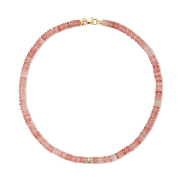 Pink Quartz Rondelle Bead Necklace