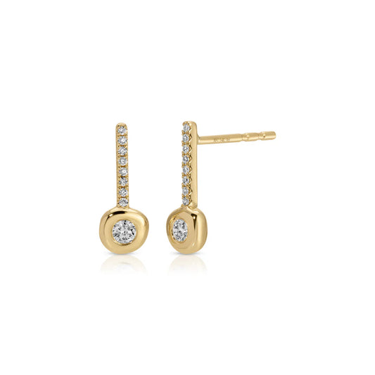Diamond Bar Pillow Stud Earrings (Pair)